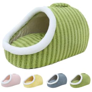 【並行輸入品】 Acahhotxx Double Roof Detachable Pet Bed Warm Cushions House War