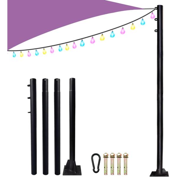 【並行輸入品】 シェードセイルポール2本セット、12フィートサンシェードセイルポール、スパイラルドリ...