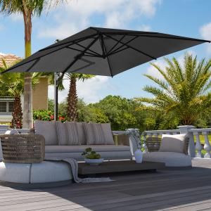 【並行輸入品】 ETICIAN 10 x 6.5 FT LED Solar Rectangular Umbrella for Patio O