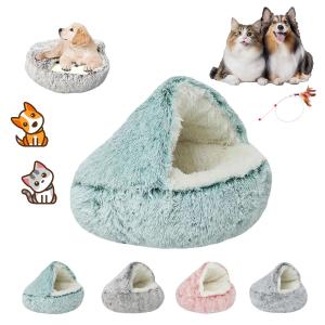【並行輸入品】 Cat Bed & Small Dog Bed Fluffy Enclosed Cave for Indoor Cats/P