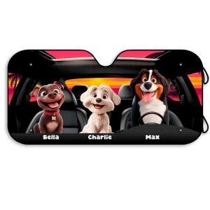【並行輸入品】パーソナライズされたペットカーサンシェード、犬用フロントガラスサンシェード、車用UV保護サンバイザー、カスタム面白い写真犬/猫、自