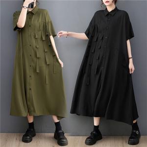 ロングワンピース シャツワンピ 半袖 レディース...の商品画像