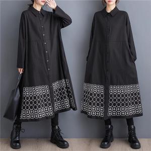 【美品】エイココンドウ ロングコート Aライン ドット 水玉 ブラック XL 秋コート ジャケット レディース アウター ロングコート 羽織り 長袖