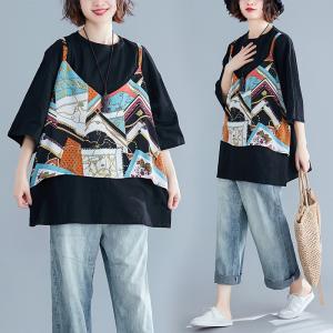 大きいサイズ レディース トップス 花柄 ５分袖 チュニック