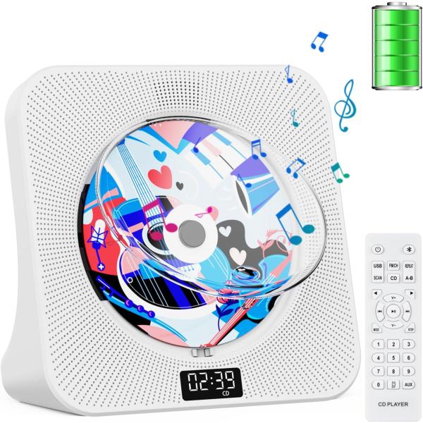 CDプレーヤー bluetooth 充電式 4000mah HiFi高音質 スピーカー FM/LIN...