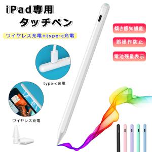 ワイヤレス充電+Type-C充電 タッチペン iPad ペンシル 極細 スタイラスペン iPad A16 第11世代 10 9876 mini7 iPad Air Pro 11 12.9 13 インチ 傾き感知 高感度