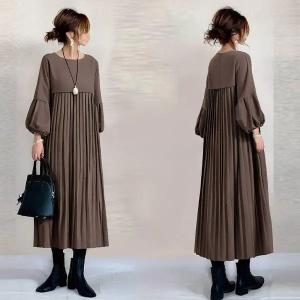 プリーツワンピース 長袖 レディース 秋服 パ...の詳細画像1