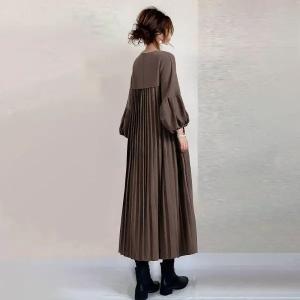 プリーツワンピース 長袖 レディース 秋服 パ...の詳細画像5