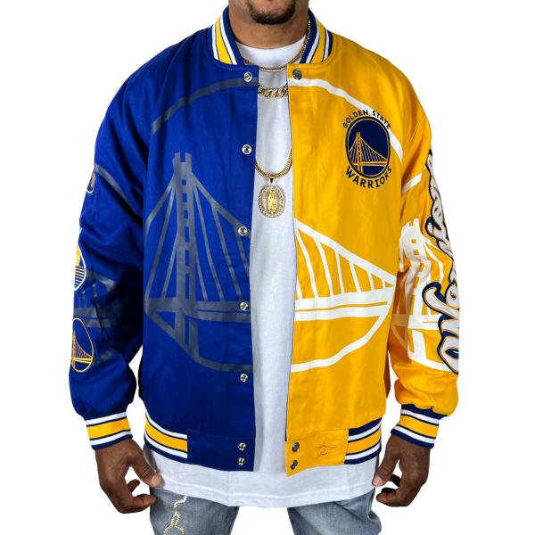 jhDesign WARRIORS  バイカラー ジャケット ウォリアーズ バスケ ロゴ 刺繍 スタ...