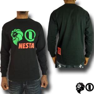 NESTA BRAND ネスタブランド ロングTシャツ 長袖 メンズ ダブルロゴ ブラック ライオン レゲエ●LT-１８９｜neweditionhiphop