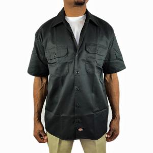 ディッキーズ 半袖 ワークシャツ Dickies ブラック 黒 USAモデル メンズ 大きい 1574 ボタンダウン●sb36｜neweditionhiphop