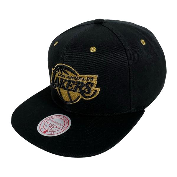 Mitchell&amp;Ness LAKERS スナップバック 黒 ブラック ゴールド レイカーズ バスケ...