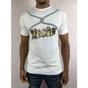 NESTA BRAND ネスタブランド Tシャツ チェーン 鎖 ライオン 半袖 メンズ 白 ホワイト ゴールド●ts594｜neweditionhiphop