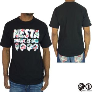 NESTA BRAND ネスタブランド Tシャツ 半袖 メンズ ボタニカル柄 ブラック 半袖 男女兼用 春夏 ストリート●ts781｜neweditionhiphop