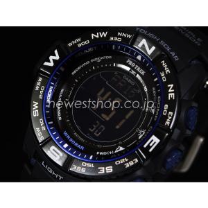 CASIO カシオ プロトレック マルチフィールドライン 方位計 電波ソーラー PRW-3500Y-1 ブラック×ブルー メンズ  腕時計