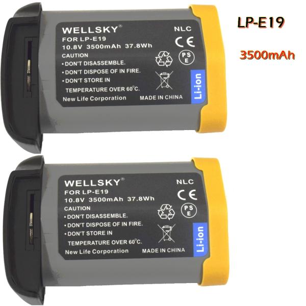 LP-E19 LP-E4 LP-E4N 互換バッテリー[ 2個セット ] 3500mAh [ 残量表...