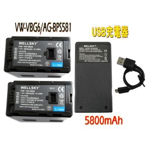 VW-VBG6-K AG-BPS58 互換バッテリー 5800mAh 2個 & [ 超軽量 ]  USB Type C 急速 互換充電器 バッテリーチャージャー 1個 Panasonic パナソニック｜newlifestyle