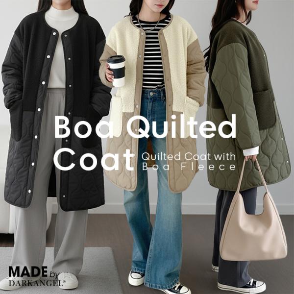 コート ロングコート アウター 中綿 ボアキルティングコート レディース 防寒 あったか 軽量 羽織...