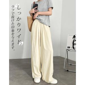 さらとろ涼感ダブルタックワイドパンツ レディー...の詳細画像3