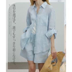 レディース 麻風 涼しい 春夏 長袖 シャツ ...の詳細画像3