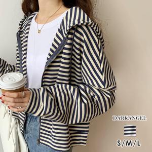 パーカー ボーダー レディース クロップド ショート丈 クロップド丈 ボーダー ゆったり ドロップショルダー 鹿の子 羽織り