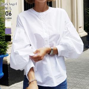 ブラウス レディース シャツ 長袖 七分袖 無地 プルオーバー トップス バルーン パフスリーブ おしゃれ バルーン袖プルオーバーブラウス