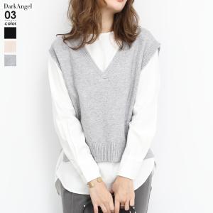 ベスト レディース 秋 40代 ニット トップス Vネック