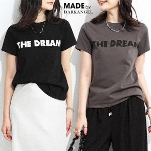 Tシャツ レディース ロゴTシャツ ロゴT ロゴ 英字 ゆったり オーバーサイズ ジャスト 半袖 トレンド 大人 カジュアル 【 THE DREAM Tシャツ 】｜newmode