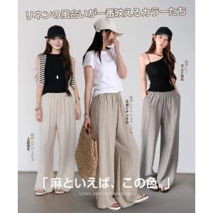 ワイドパンツ パンツ リネン 麻 レディース ...の詳細画像4