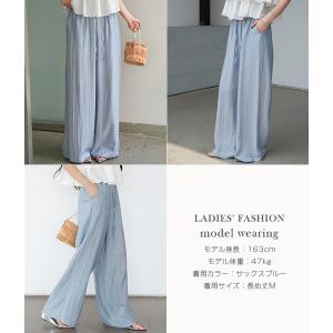 ワイドパンツ パンツ リネン 麻 レディース ...の詳細画像5