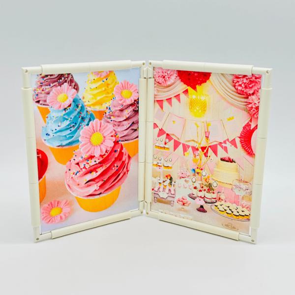 デコレーションフォトフレーム A5サイズ２面 組み立てキット 写真たて 縦横兼用  カラフル シンプ...