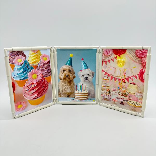 デコレーションフォトフレーム A5サイズ３面 組み立てキット 写真たて 縦横兼用  カラフル シンプ...