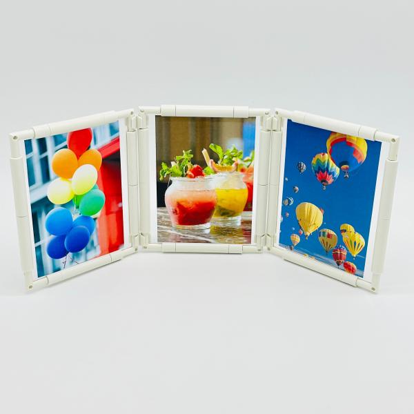 デコレーションフォトフレーム A6サイズ３面 組み立てキット 写真たて 縦横兼用  カラフル シンプ...