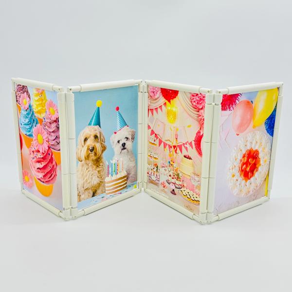 デコレーションフォトフレーム A5サイズ４面 組み立てキット 写真たて 縦横兼用  カラフル シンプ...