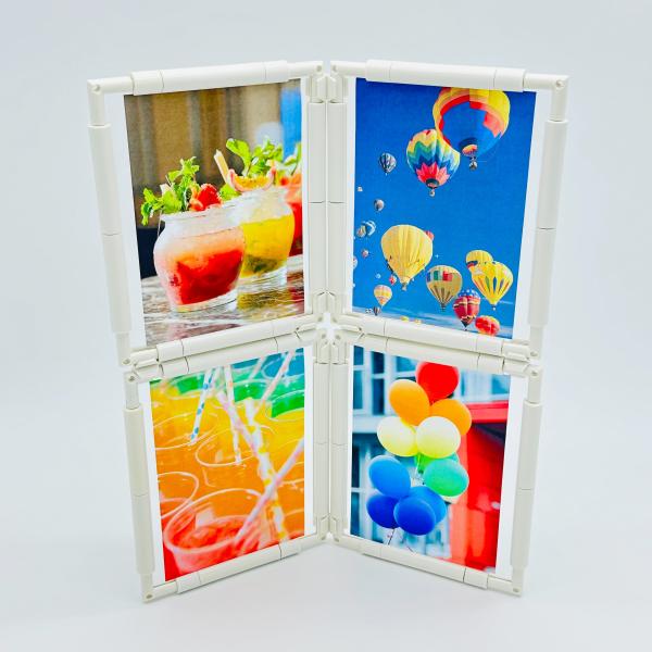 デコレーションフォトフレーム A6サイズ４面 組み立てキット 写真たて 縦横兼用  カラフル シンプ...