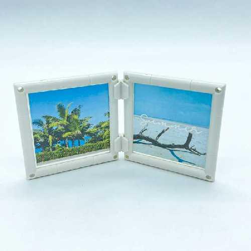 フォトフレーム  2面  6cm×6cm 組み立てキット 手作り 小さい 写真立て 組み換え自由 ニ...