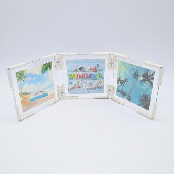 フォトパネル  3面  12cm×12cm 組み立てキット 手作り 考えて創る 写真立て 組み換え自...