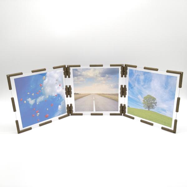 フォトパネル  3面  21cm×21cm 組み立てキット 手作り 考えて創る 写真立て 組み換え自...