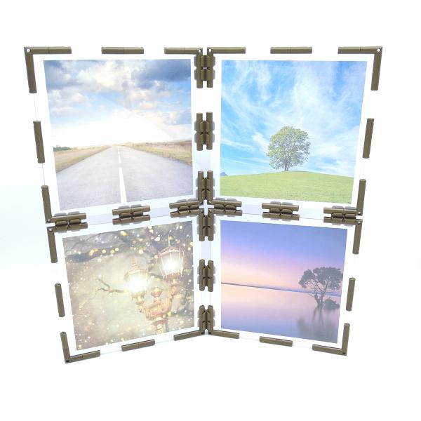 フォトパネル  4面  21cm×21cm 組み立てキット 手作り 考えて創る 写真立て 組み換え自...
