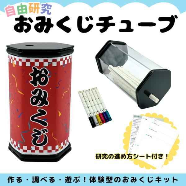 自由研究 おみくじチューブ ミニ みくじ棒24本 キット 自由研究シート付 工作キット 小学生 統計...