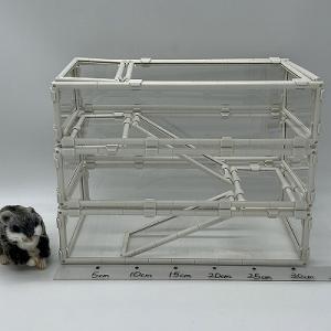 ハムスタータワー ダブル スロープ 3段 遊び場 運動 ストレス発散 透明 クリア 小動物 ペット ...