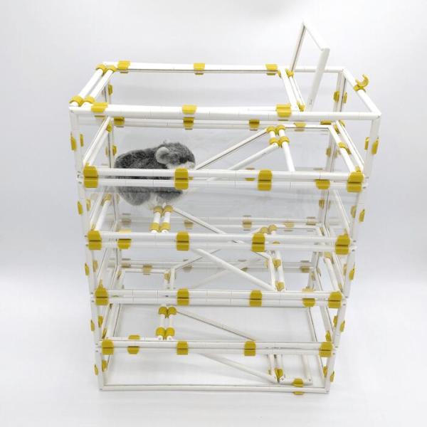 ハムスタータワー ダブル スロープ 5段 遊び場 運動 ストレス発散 透明 クリア 小動物 ペット ...