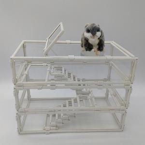 ハムスタータワー ダブル ステップ 3段 遊び場 運動 ストレス発散 透明 クリア 小動物 ペット ...