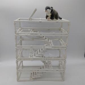 ハムスタータワー ダブル ステップ 5段 遊び場 運動 ストレス発散 透明 クリア 小動物 ペット ...