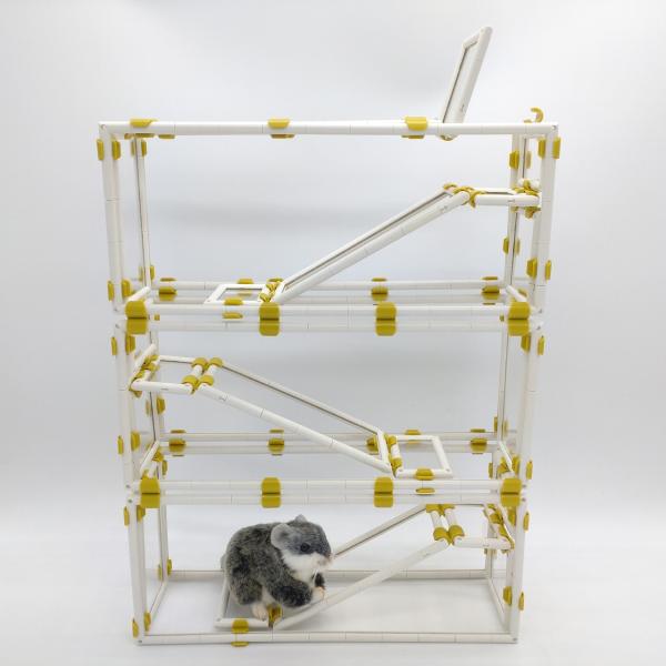 ハムスタータワー スロープ 3段 遊び場 運動 ストレス発散 透明 クリア 小動物 ペット ニューノ...