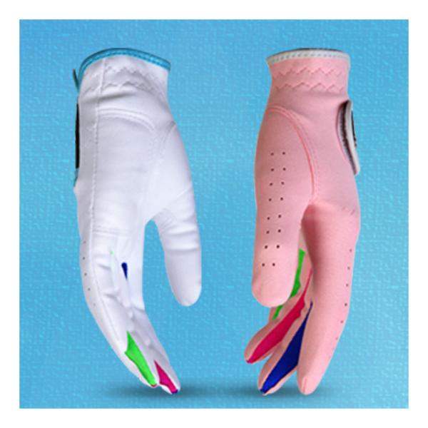 1ペアゴルフ手袋子供の屋外スポーツ服生地手袋通気性抗滑り手袋2カラーホワイトピンク子供のための