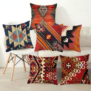 ボヘミアンパターンのクッションカバー,色とりどりのシックな幾何学模様の抽象的な生地,リビングルームのソファ用の装飾的な枕カバー｜newold-goods