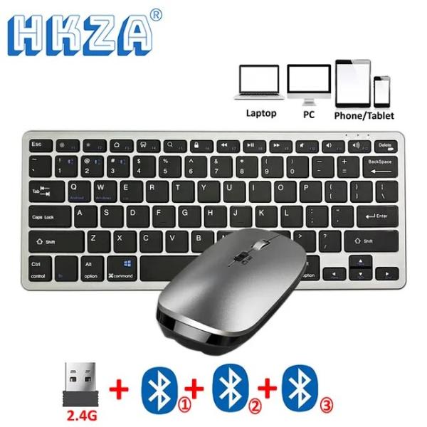 Hkza-ワイヤレスキーボードとマウスのセット,bluetooth 5.2および2.4g,ラップトッ...