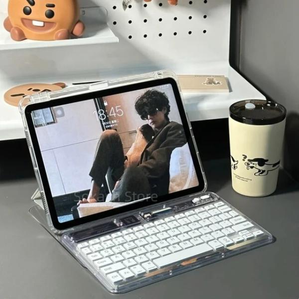 Yebos-ワイヤレスBluetooth透明iPadキーボード,マルチシステム,トグルート,サイレン...