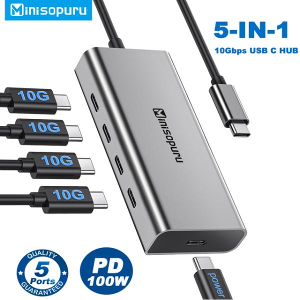 Minisopuru-USBハブ,タイプCからUSB 3.2 pd 100w,アダプター,macbo...